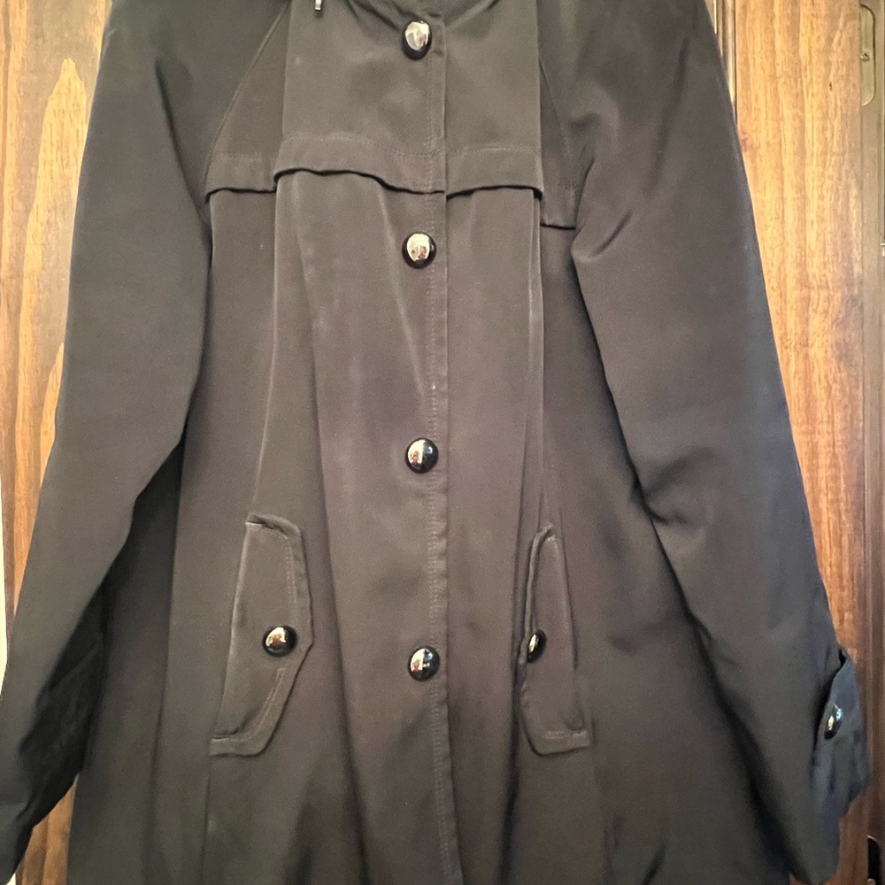 Jones New York women’s Lined Jacket with Detachable Hood rain coat Size L - Picture 3 of 8